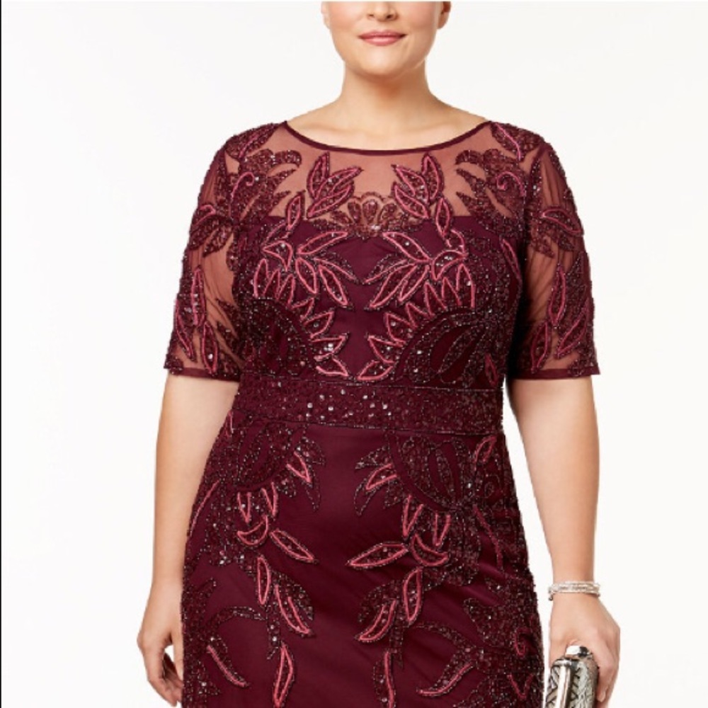 Adrianna Papell Plus Size Embroidered Mesh Dress